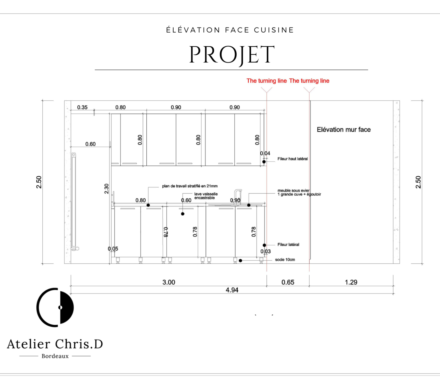 élévation face projet cuisine