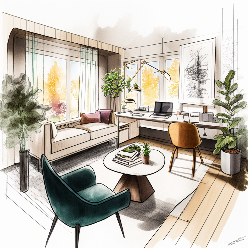 croquis de décoration d'intérieur à Bordeaux